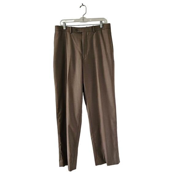 Men's Caravelli Pants Dress Slacks 99579 36L Brown Tan Flat Front Office Formal - Picture 1 of 8